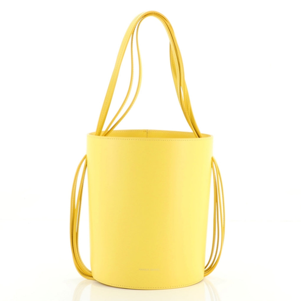 NWT Mansur Gavriel yellow fringe calf leather bag